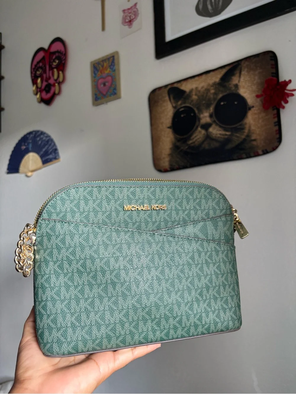 Michael Kors Mint Green Signature Crossbody Bag